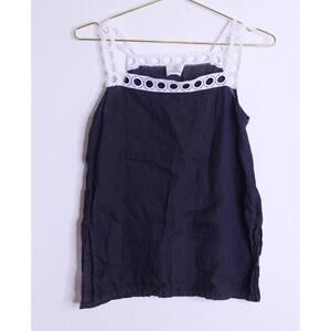 Holy Caftan Black Linen White Lace Tank - 38